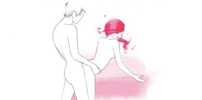 Догги-стайл стоя. поза для интима в воде