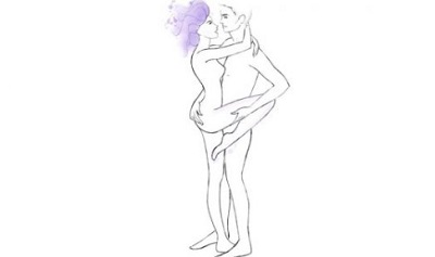 Лицом к лицу поза для интима в воде